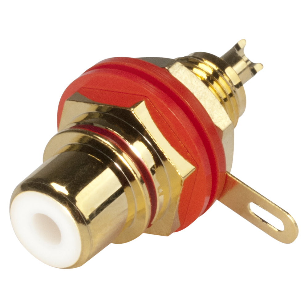 HICON RCA, 2-pole , metal-, Soldering-lizdas jungtis, gold plated contact(s), screw thread, geltonas