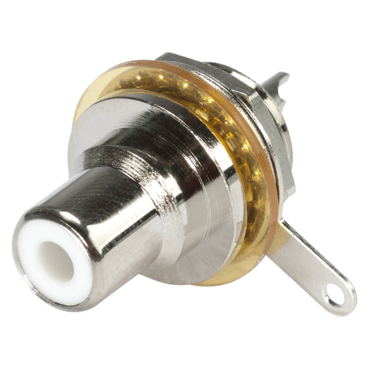 HICON RCA, 2-pole , metal-, Soldering-lizdas jungtis, nickel plated contact(s), thread 1/2", pilkas