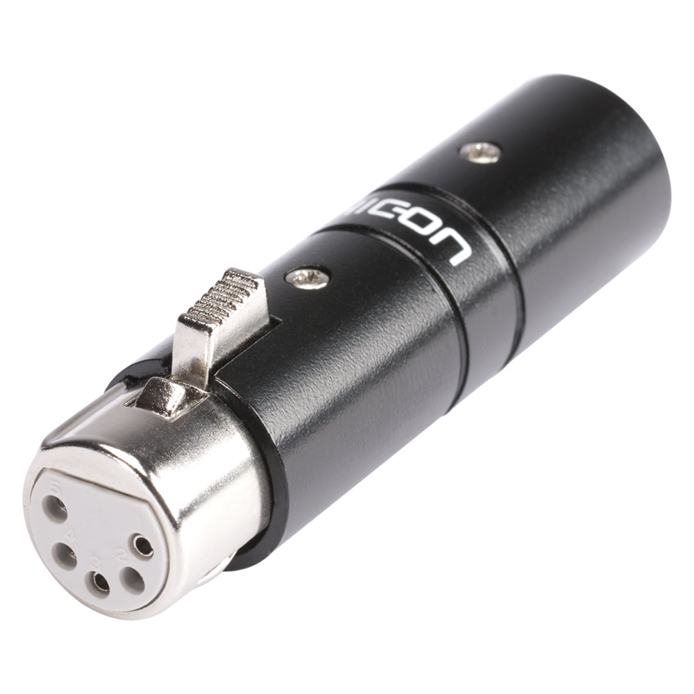 HICON Adapter | XLR 3-pole kištukas/XLR 5-pole lizdas tiesi, juodas