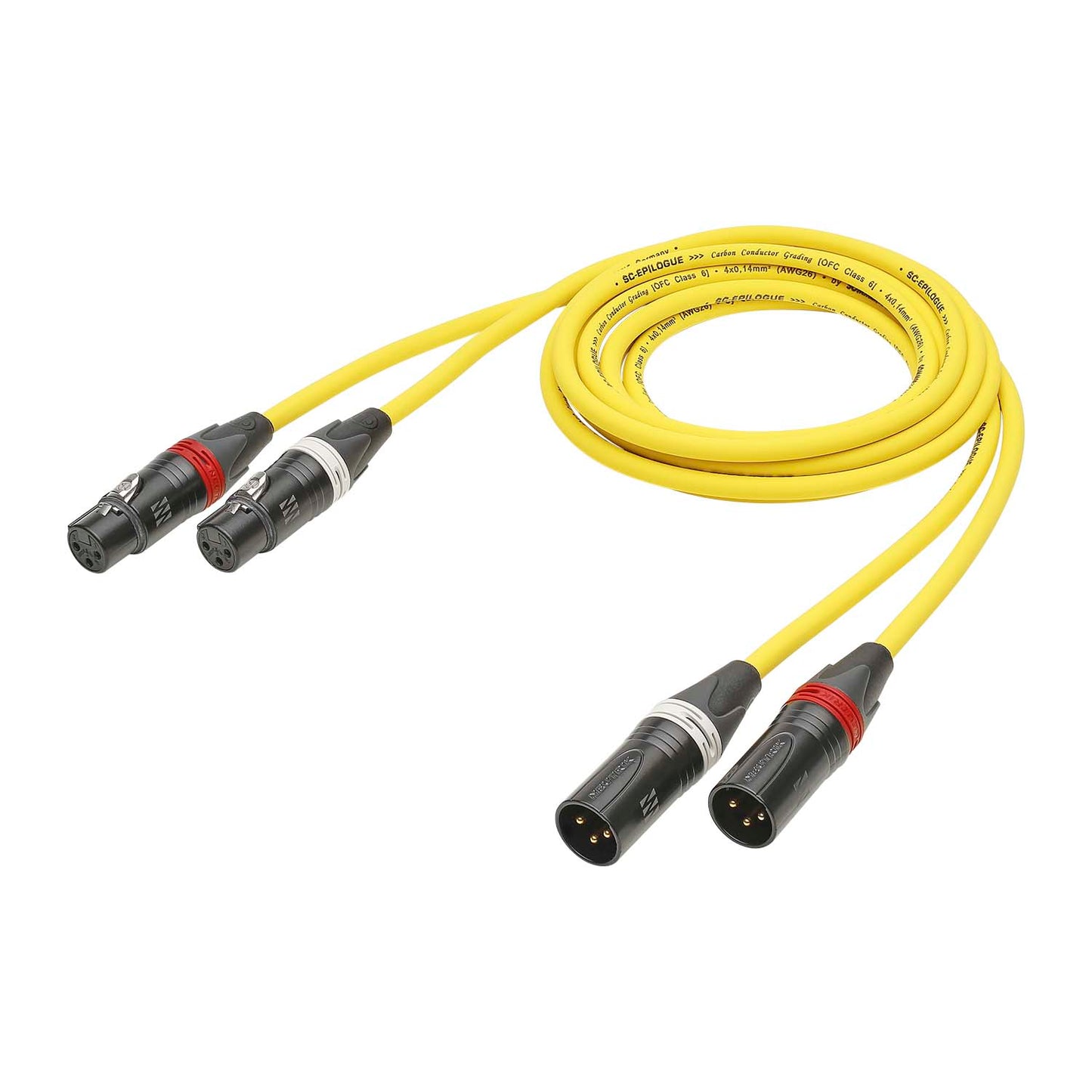 Nf-phonocable stereo pair Epilogue QuadCore HighEnd, 4 x 0,14 mm² | XLR 3-pole male / female, NEUTRIK®