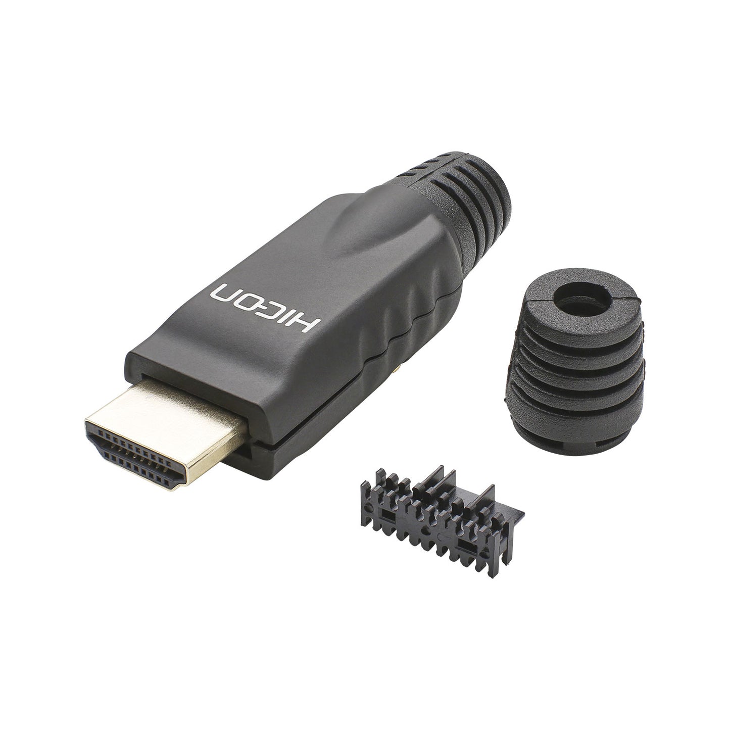 HICON HDMI, 19-pol , metal-, Soldering-kištukas jungtis, gold plated contact(s), tiesi, juodas
