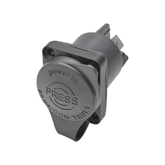 NEUTRIK® powerCON®, IP65/IP66/IP67 when plugged , 3-pole , plastic-, jungtis-in technology-kištukas jungtis, sidabrinis plated contact(s), Type D, juodas