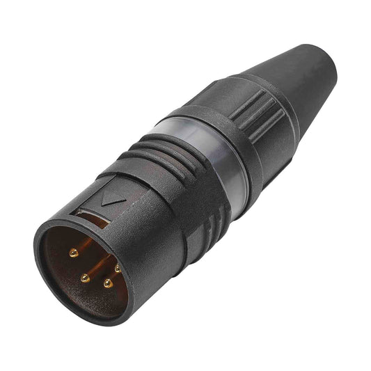 HICON XLR PRO+, 4-pole , metal-, Soldering-kištukas jungtis, gold plated contact(s), tiesi, juodas