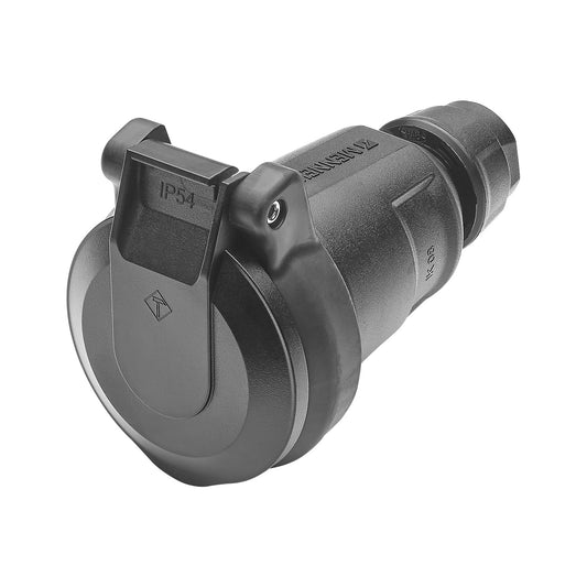 Mennekes SCHUKO, 2-pole , plastic-, prisukama-lizdas jungtis, nickel plated contact(s), tiesi, max. 2,5 mm², juodas