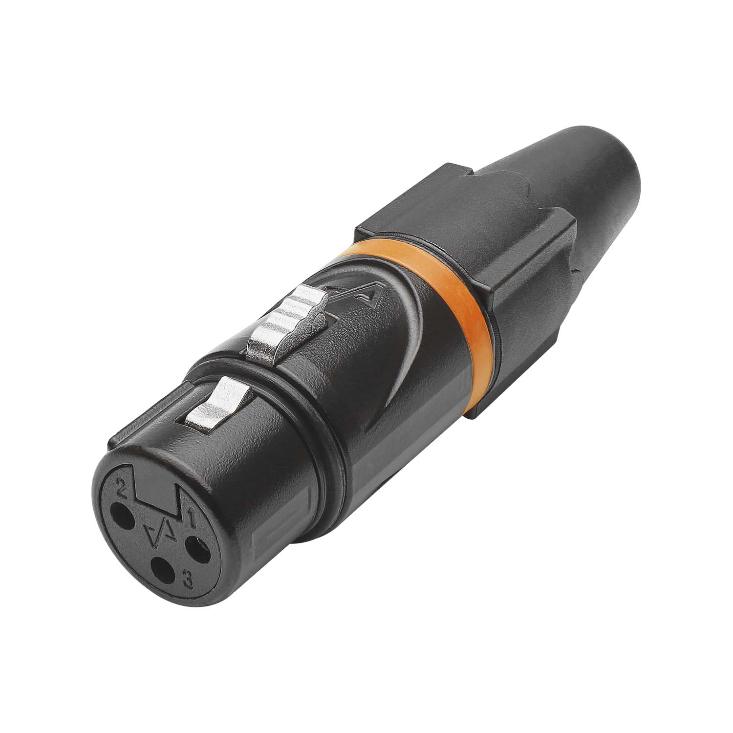 HICON XLR, 3-pole , metal-, Soldering-lizdas jungtis, gold plated contact(s), tiesi, juodas