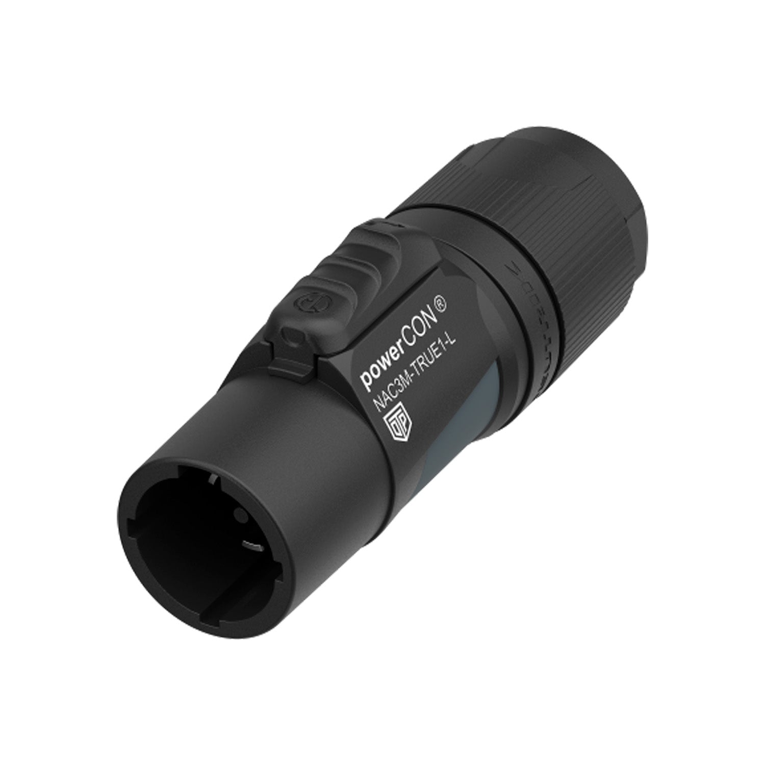 NEUTRIK® powerCON®, IP65 in mated condition , 3-pole , plastic-, prisukama-kištukas jungtis, sidabrinis plated contact(s), tiesi, juodas