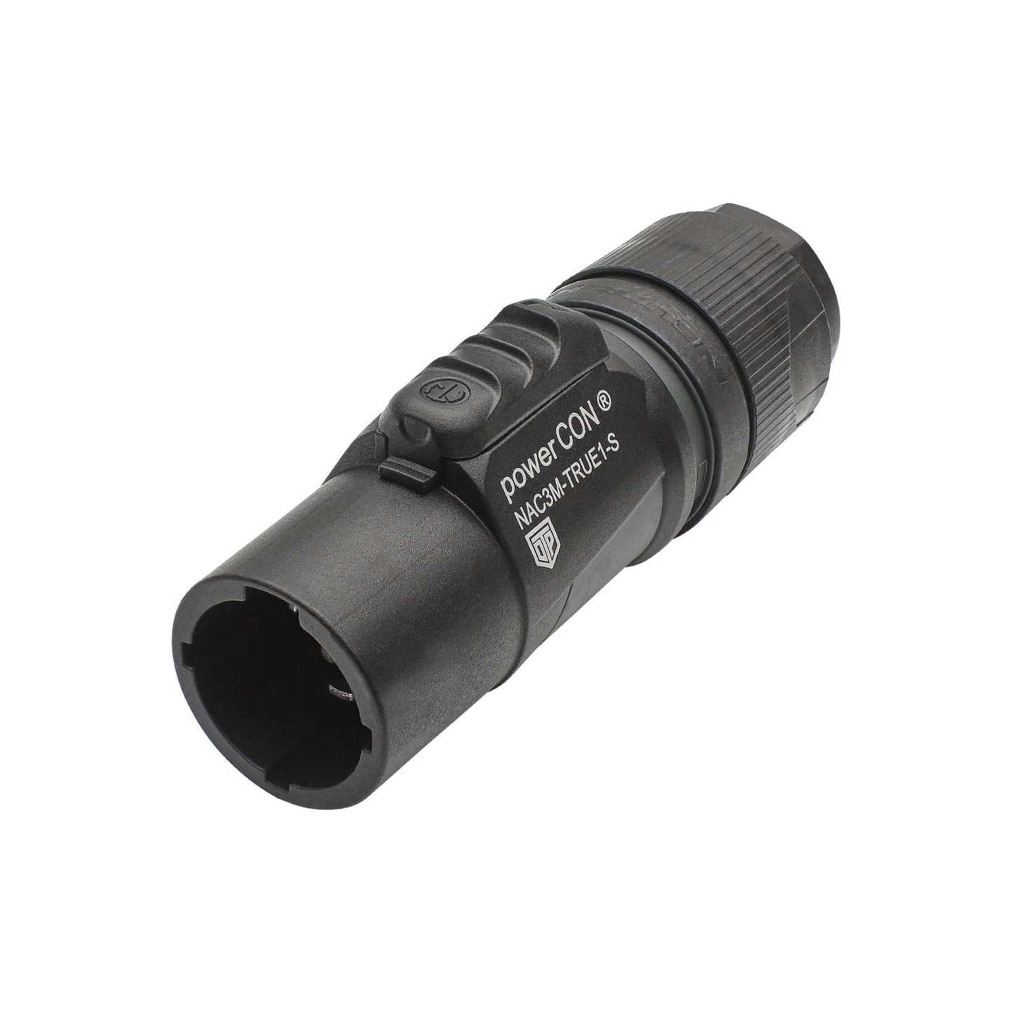 NEUTRIK® powerCON®, IP65 in mated condition , 3-pole , plastic-, prisukama-kištukas jungtis, sidabrinis plated contact(s), tiesi, juodas