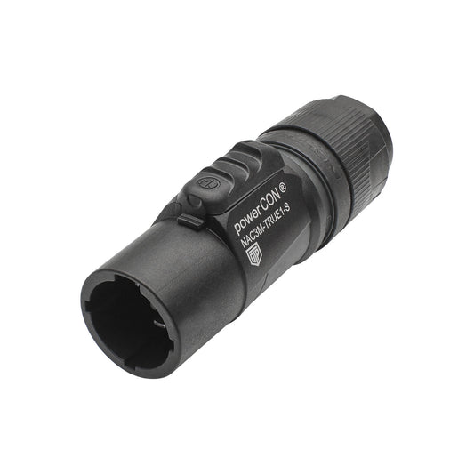 NEUTRIK® powerCON®, IP65 in mated condition , 3-pole , plastic-, prisukama-kištukas jungtis, sidabrinis plated contact(s), tiesi, juodas