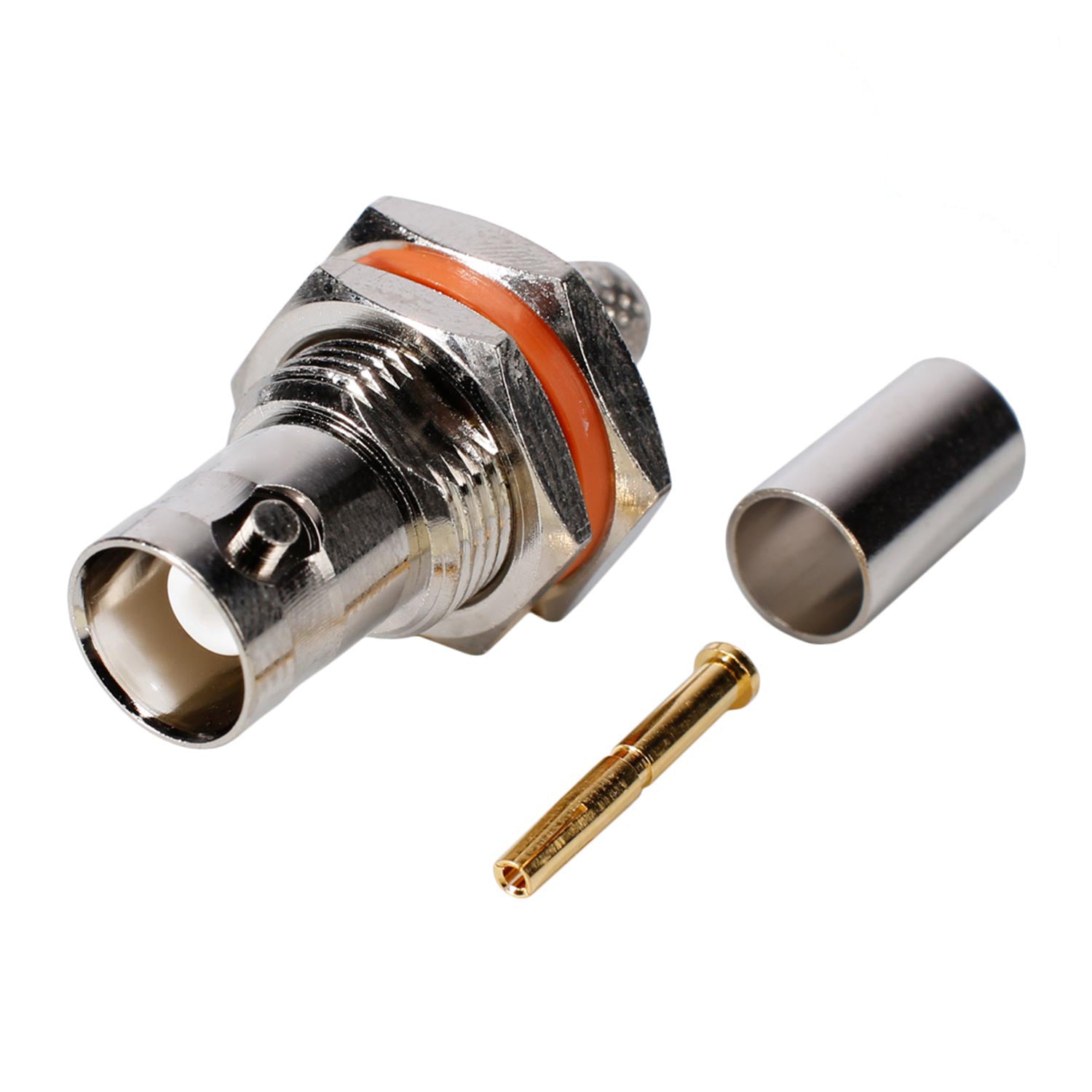 HICON BNC crimp-lizdas jungtis, ground w/o ground isolated, thread 1/2", nickel