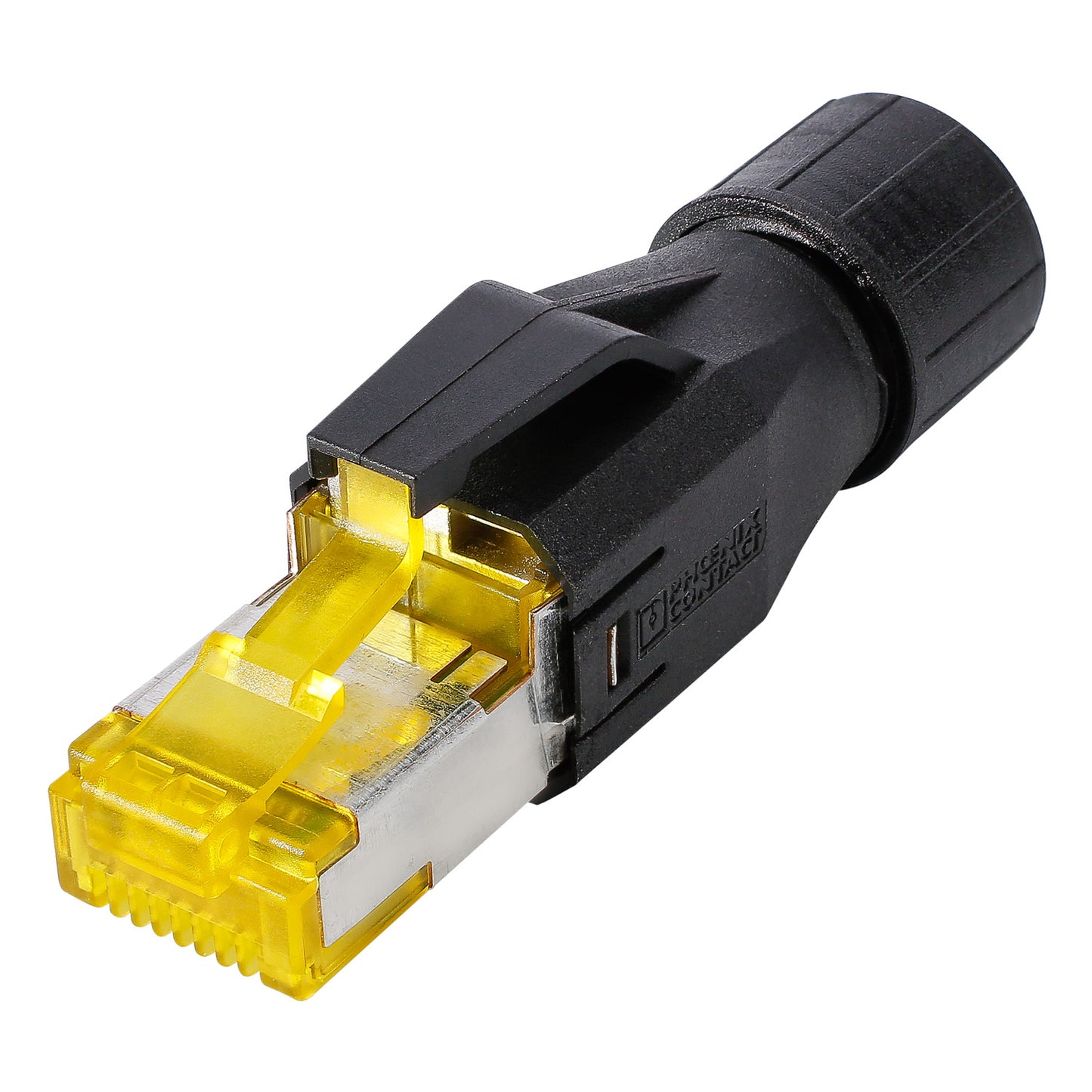 RJ45 CAT.6a, 8-pole , plastic-, IDC-kištukas jungtis, gold plated contact(s), tiesi, juodas
