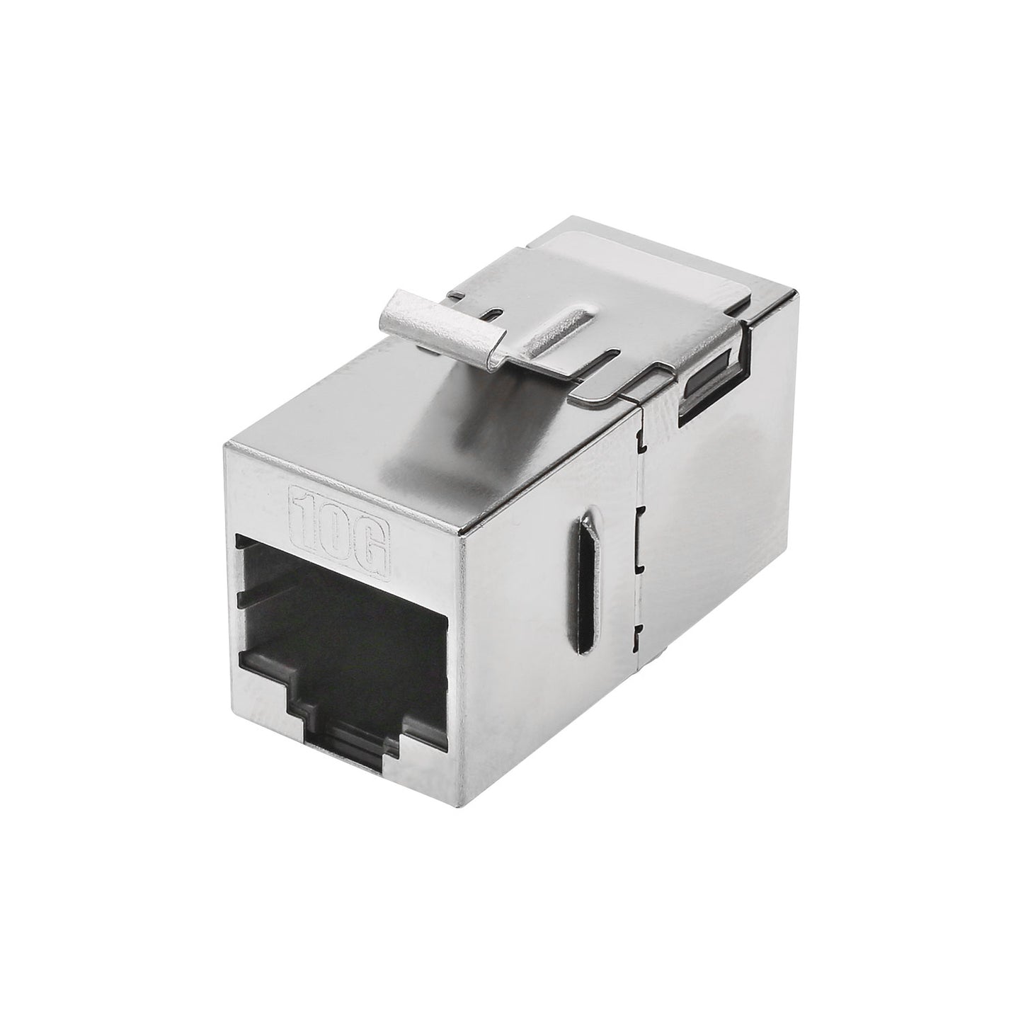 RJ45 CAT.6, 8-pole , metal-, Patch-lizdas jungtis, gold plated contact(s), Keystone Clip-In, nickel