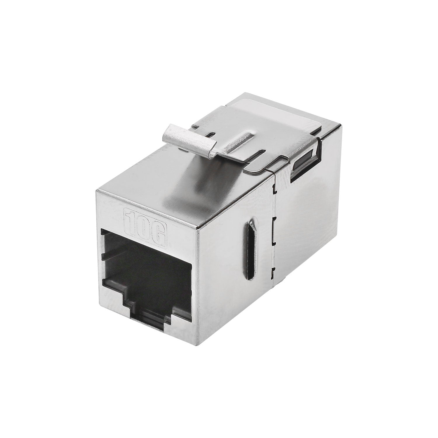 RJ45 CAT.6, 8-pole , metal-, Patch-lizdas jungtis, gold plated contact(s), Keystone Clip-In, nickel