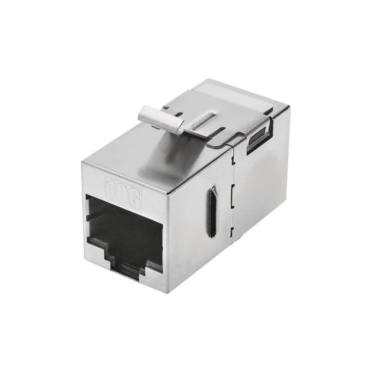 RJ45 CAT.6, 8-pole , metal-, Patch-lizdas jungtis, gold plated contact(s), Keystone Clip-In, nickel