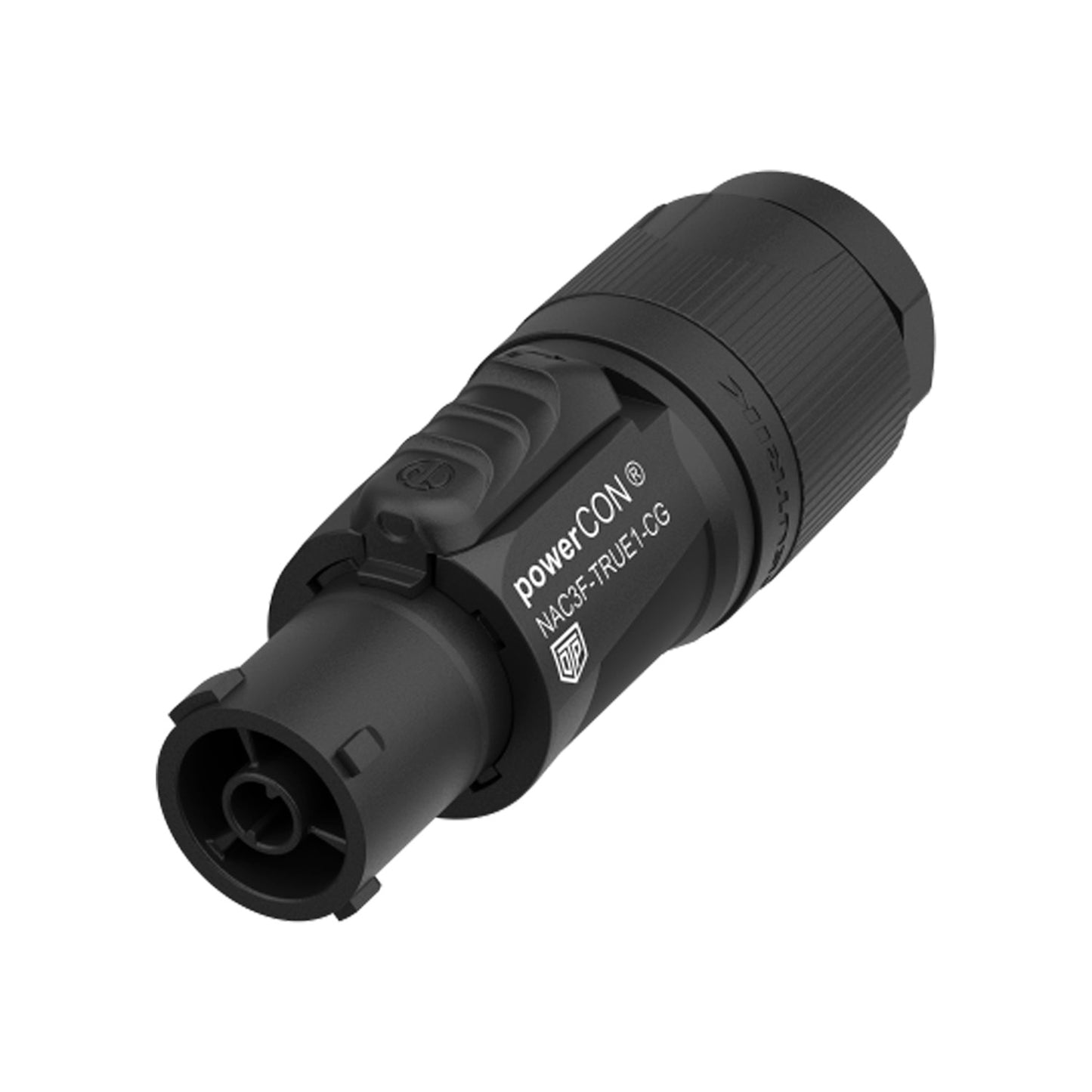 NEUTRIK® powerCON®, IP65/IP66/IP67 when plugged , 3-pole , plastic-, prisukama-lizdas jungtis, sidabrinis plated contact(s), tiesi, juodas