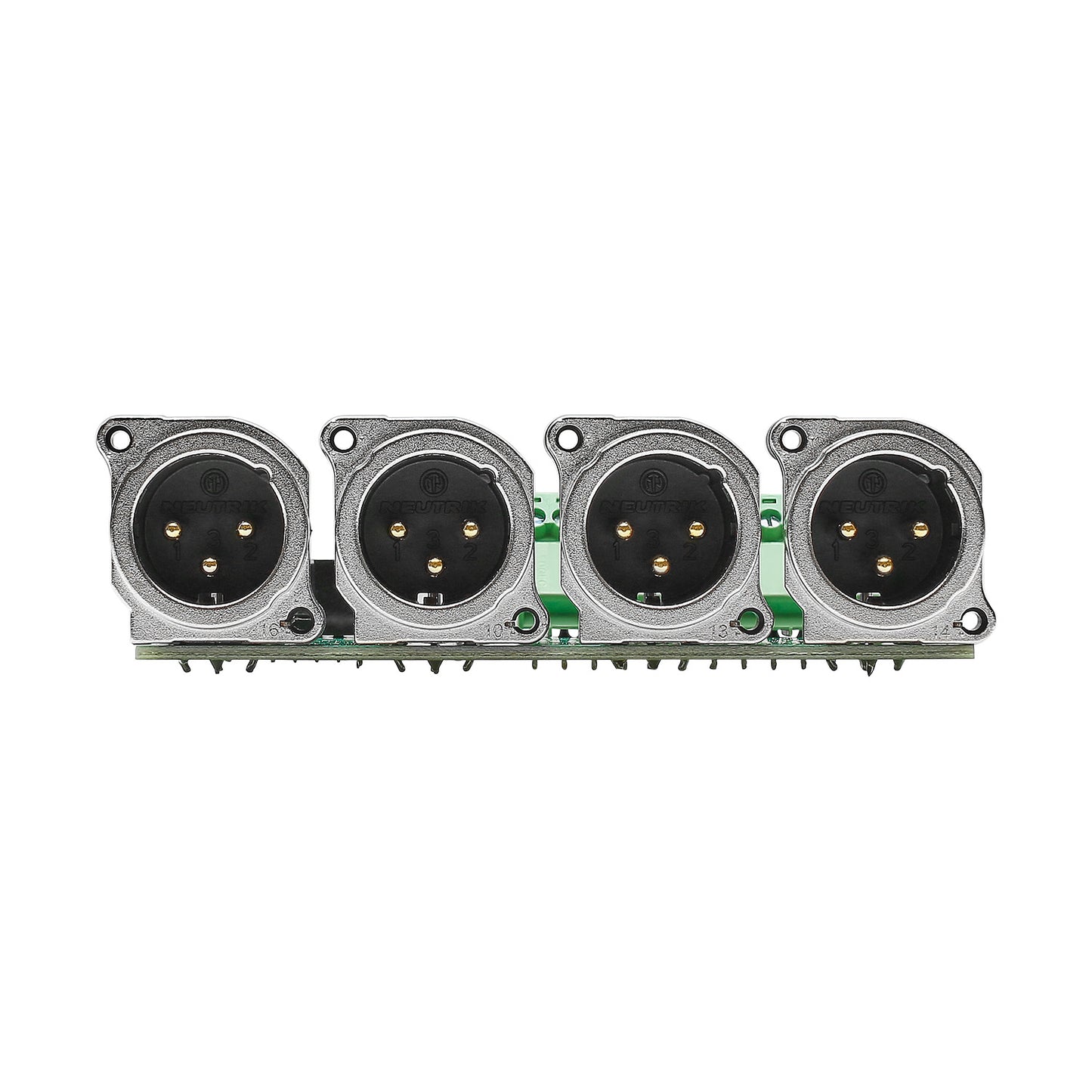 jungtis Module 4 x XLR B-Series, 3 polių, 1 HE, 3 BE, metalinė, kištukiniai pakeliami gnybtai 12pin, 14 polių mentinis gnybtas-, sidabruoti kontaktai, nikelio spalvos, for SYS-series