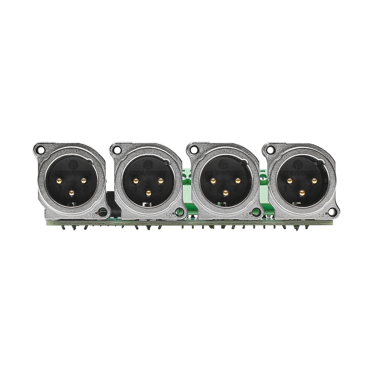 jungtis Module 4 x XLR B-Series, 3 polių, 1 HE, 3 BE, metalinė, kištukiniai pakeliami gnybtai 12pin, 14 polių mentinis gnybtas-, sidabruoti kontaktai, nikelio spalvos, for SYS-series