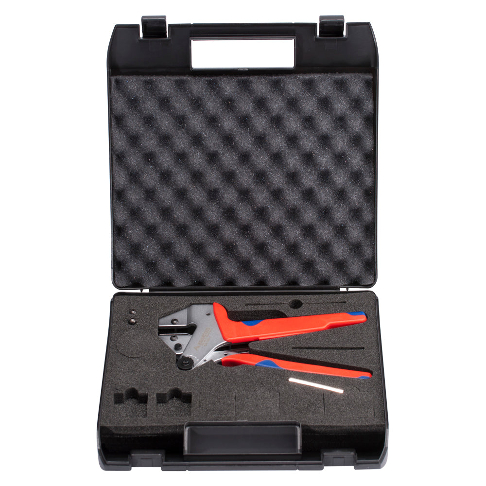 Professional crimping pliers, chromed, inkl. Koffer for changeable inset, juodas