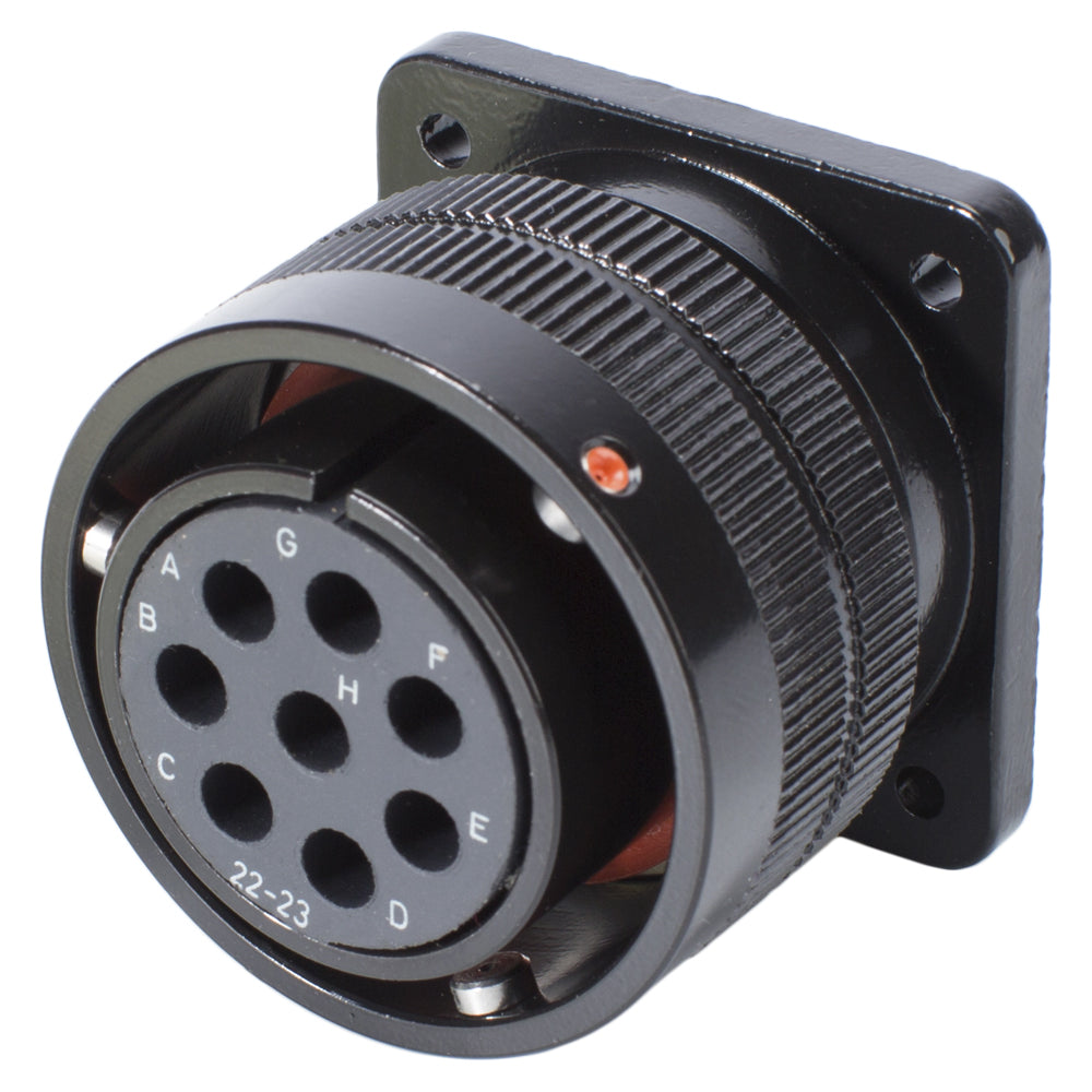 HICON CA-COM comp. Rund-LK, arrangement 22-23, Contact Size 12, 8-pole , metal-, Panel socket, bayonet husk, juodas