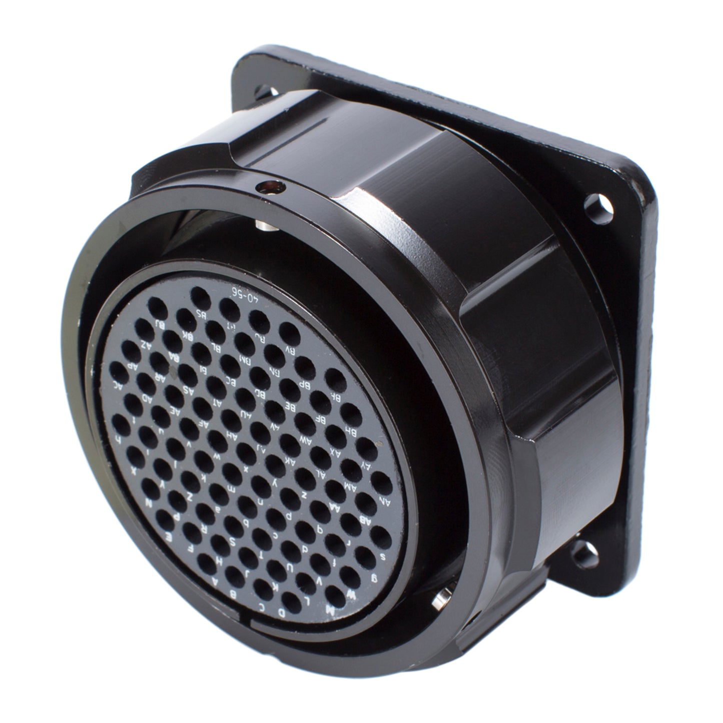 HICON Round LK, arrangement 40-56, size 16, 85-pole , metal-, Panel socket, bayonet husk, juodas