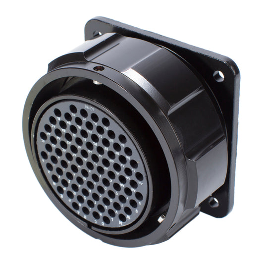 HICON Round LK, arrangement 40-56, size 16, 85-pole , metal-, Panel socket, bayonet husk, juodas