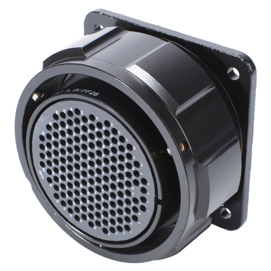 HICON Round LK, arrangement 40A-150, size 18, 150-pol , metal-, Panel socket, bayonet husk, juodas