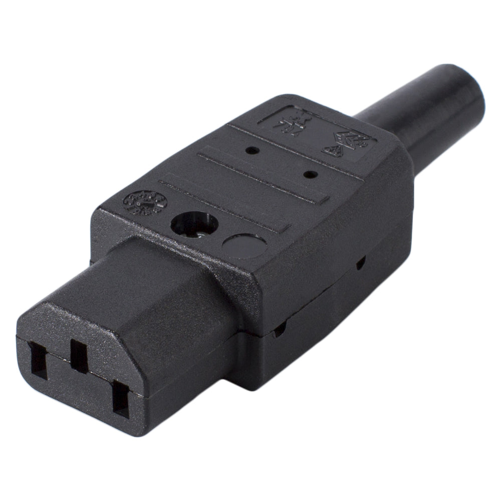 IEC, 3-pole , plastic-, prisukama-lizdas jungtis, nickel plated contact(s), tiesi, max. 1,5 mm², juodas