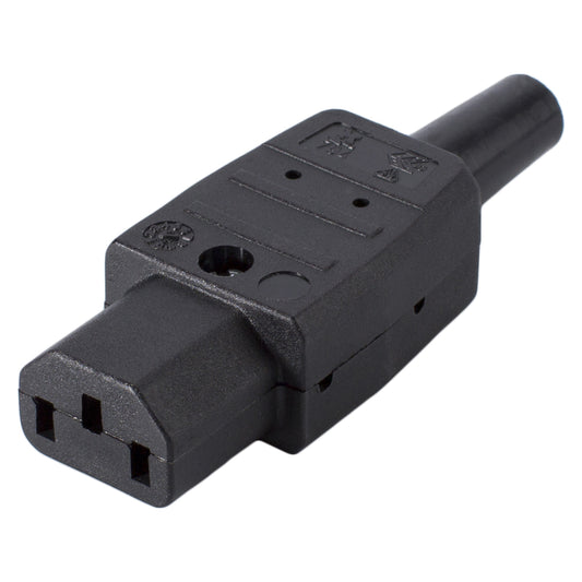 IEC, 3-pole , plastic-, prisukama-lizdas jungtis, nickel plated contact(s), tiesi, max. 1,5 mm², juodas