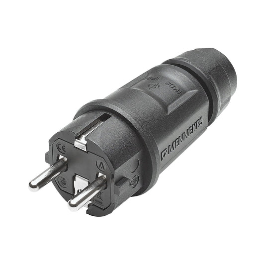 Mennekes SCHUKO, 2-pole , plastic-, prisukama-kištukas jungtis, nickel plated contact(s), tiesi, max. 2,5 mm², juodas