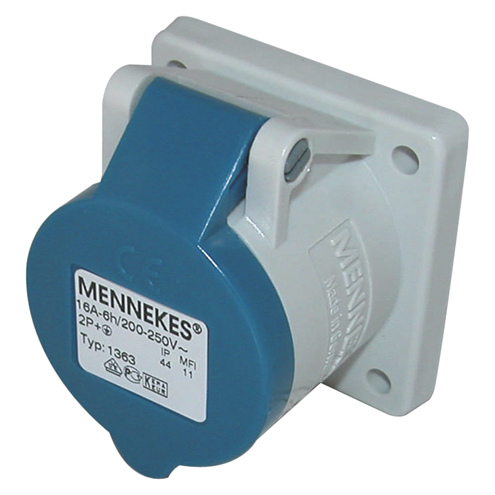 Mennekes CEE, 3-pole , plastic-, prisukama-lizdas jungtis, nickel plated contact(s), tiesi, max. 2,5 mm², mėlynas