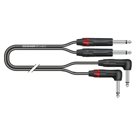 Stereo keyboard cable SC-Onyx, 1 x 0,25 mm² | jack / jack 90°, NEUTRIK®