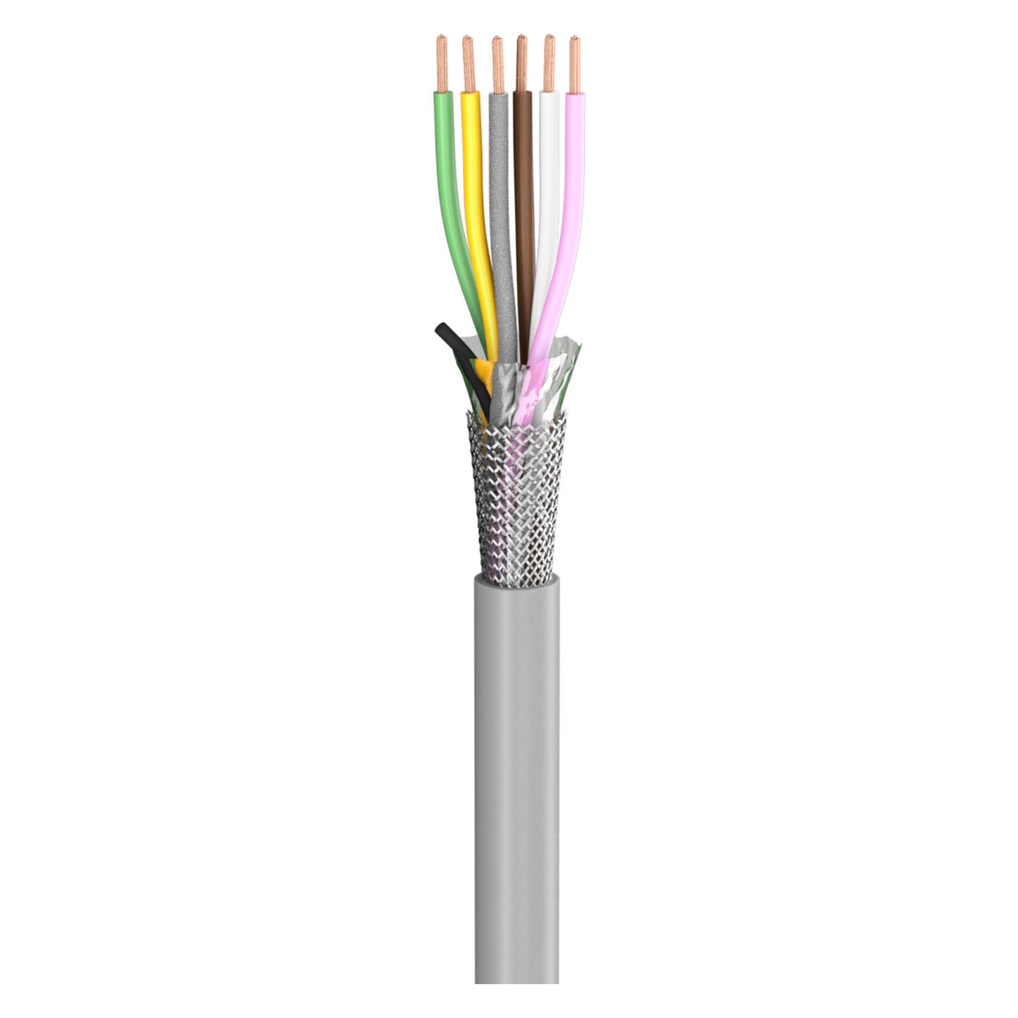 control lead SC-Control Flex; 6 x0.50 mm²; PVC, flame-retardant, Ø 7,20 mm; pilkas; Eca - 100 m ritė