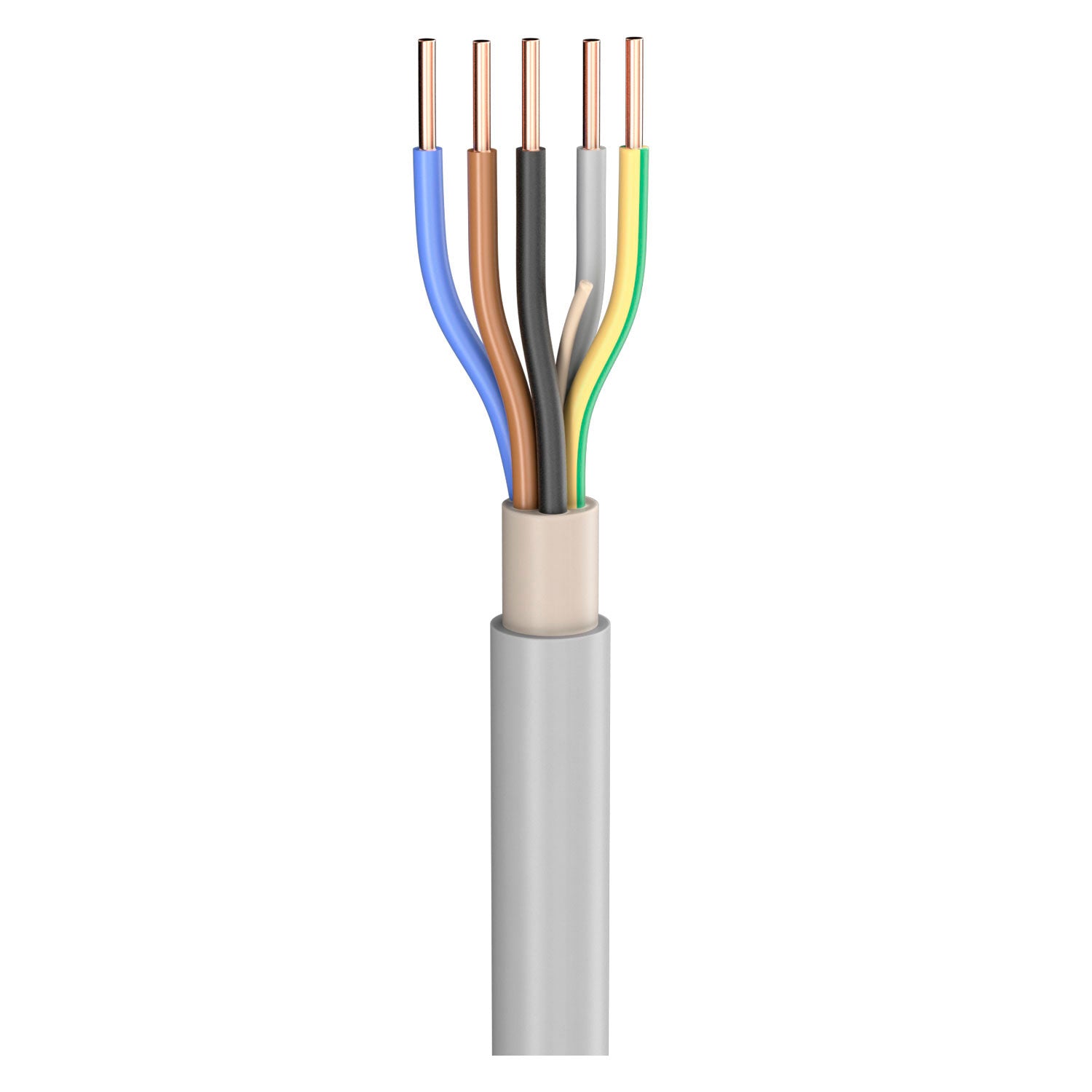Power Lead NYM-J; 5 x 2.50 mm²; PVC, flame-retardant, Ø 11,25 mm; pilkas; Eca