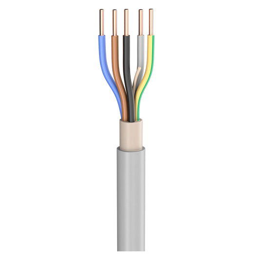Power Lead NYM-J; 5 x 4.00 mm²; PVC, flame-retardant, Ø 13,60 mm; pilkas; Eca
