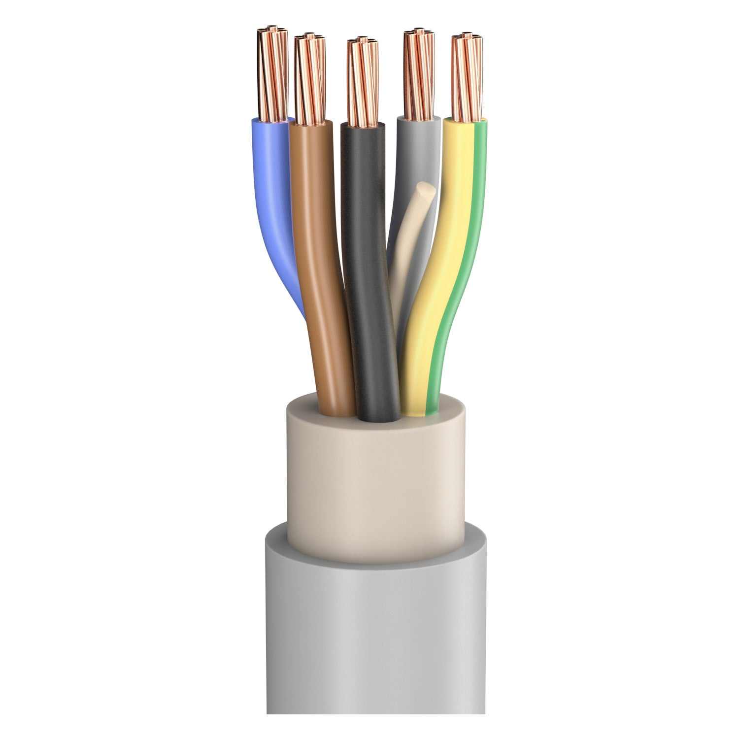 Power Lead NYM-J; 5 x 16.00 mm²; PVC, flame-retardant, Ø 22,70 mm; pilkas
