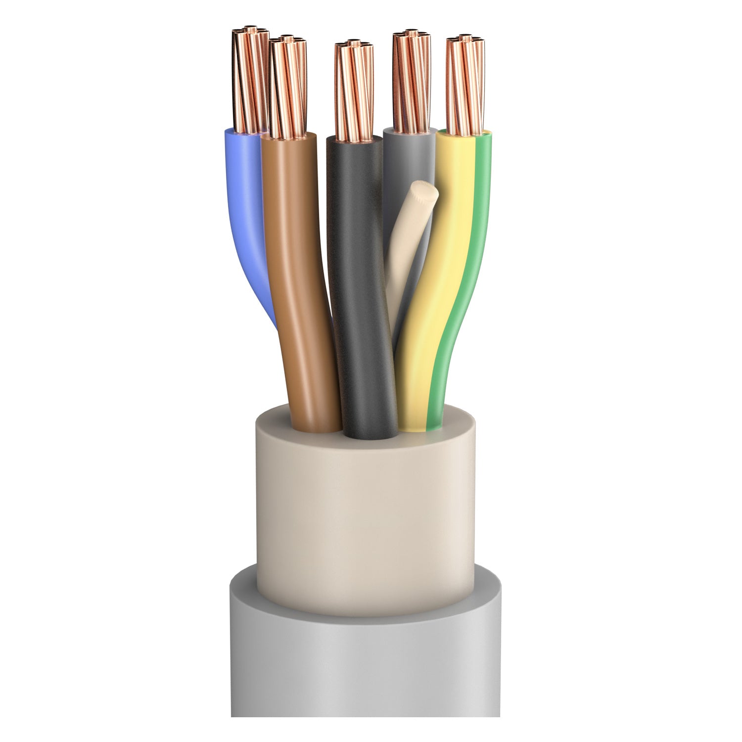 Power Lead NYM-J; 5 x 25.00 mm²; PVC, flame-retardant, Ø 27,50 mm; pilkas