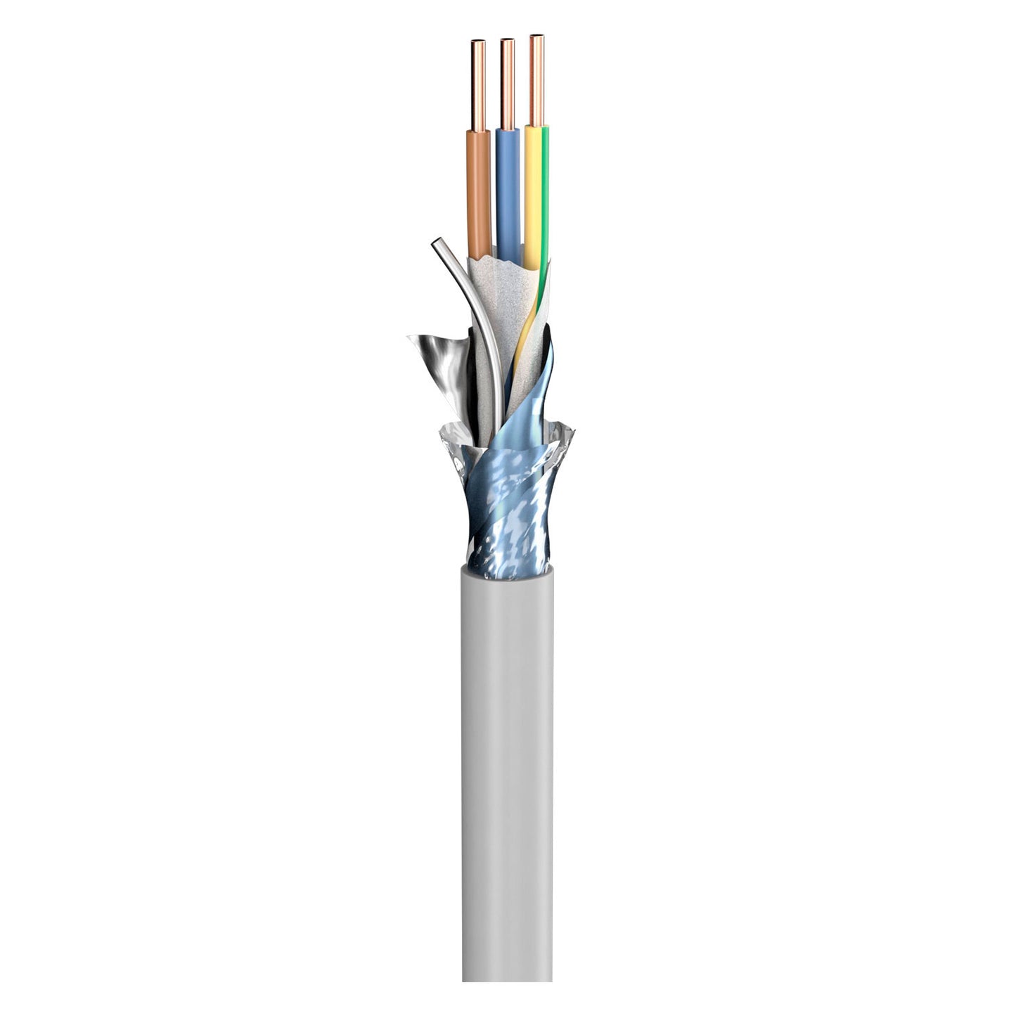Power Lead (N)YM-(ST)-J; 3 x 4.00 mm²; PVC, flame-retardant, Ø 11,80 mm; pilkas - 100 m ritė