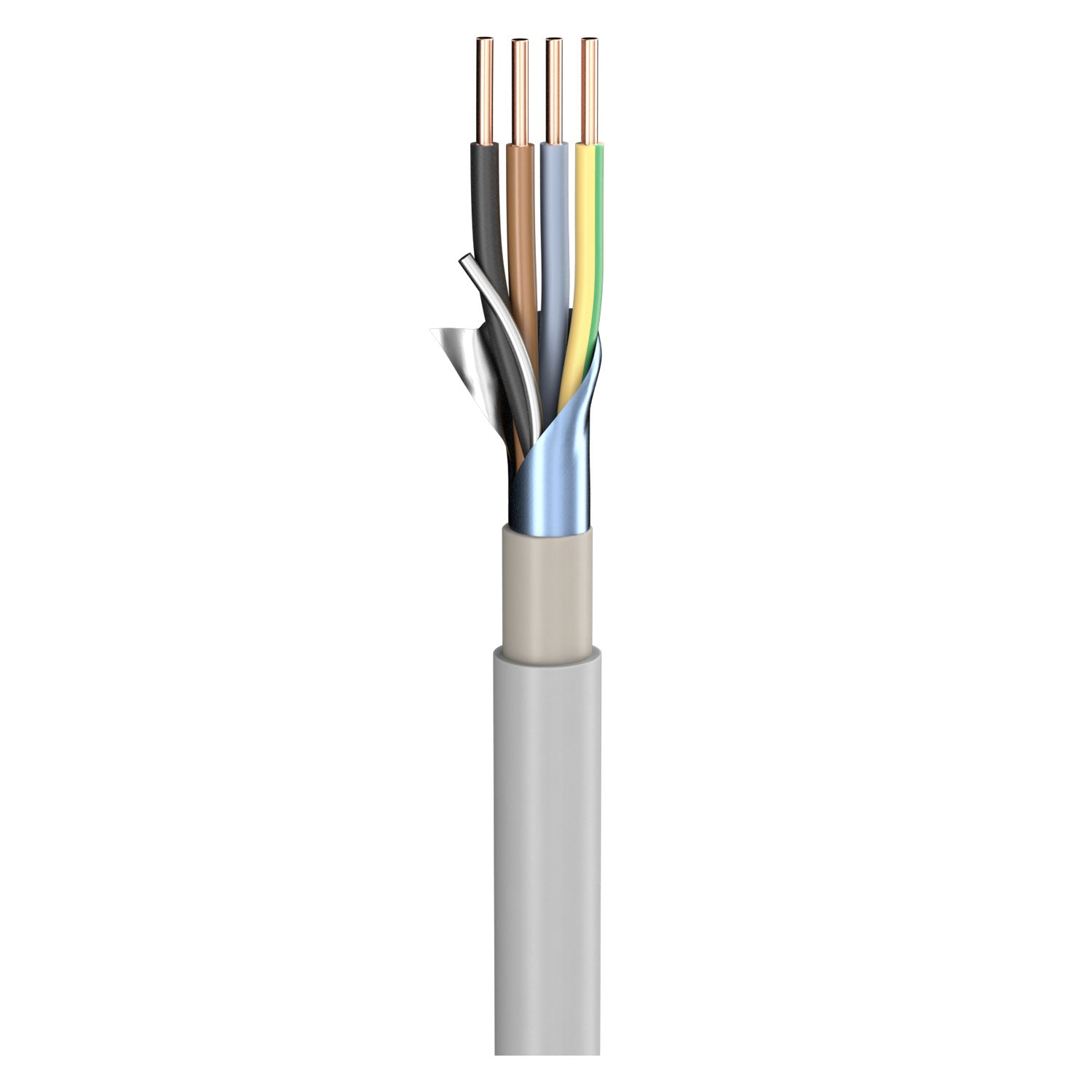 Power Lead (N)YM-(ST)-J; 4 x 2.50 mm²; PVC, flame-retardant, Ø 11,60 mm; pilkas