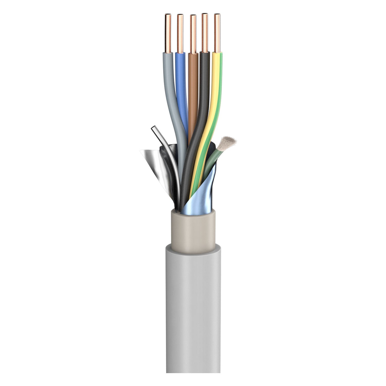 Power Lead (N)YM-(ST)-J; 5 x 6.00 mm²; PVC, flame-retardant, Ø 16,20 mm; pilkas