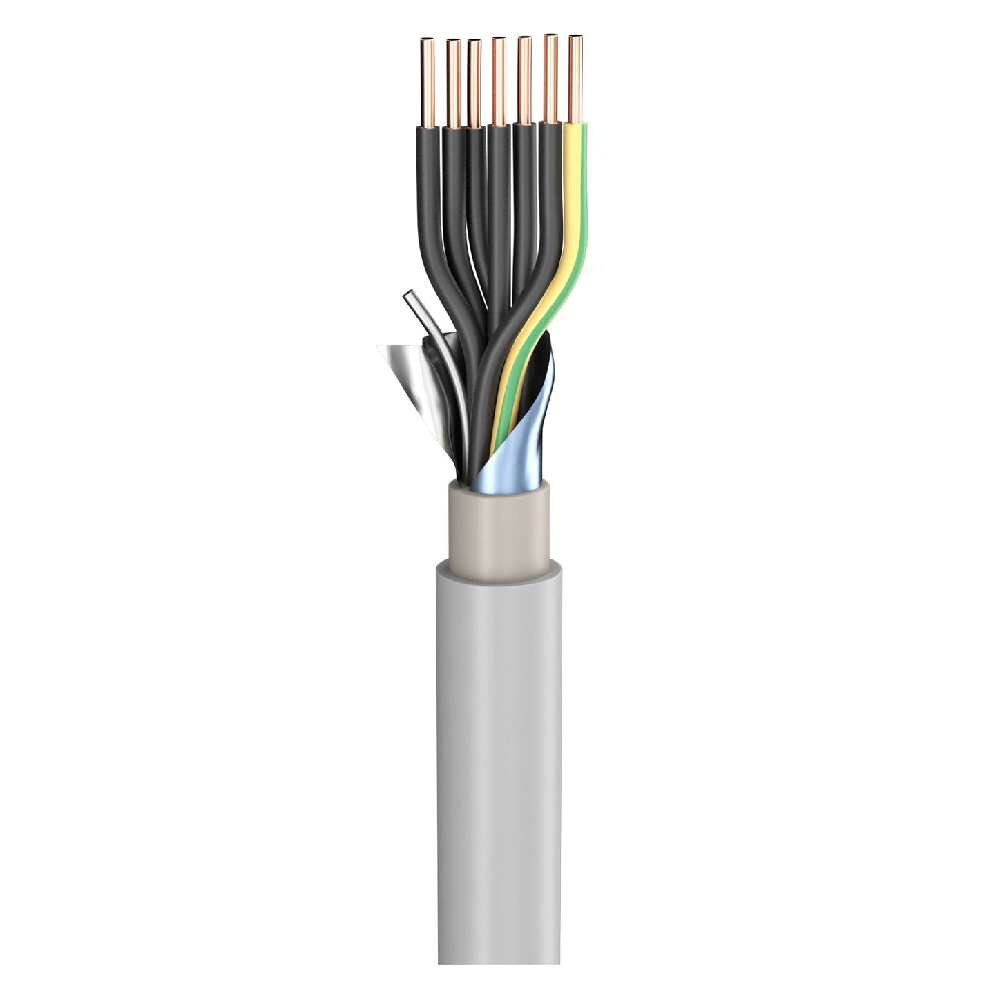 Power Lead (N)YM-(ST)-J; 7 x 1.50 mm²; PVC, flame-retardant, Ø 11,70 mm; pilkas