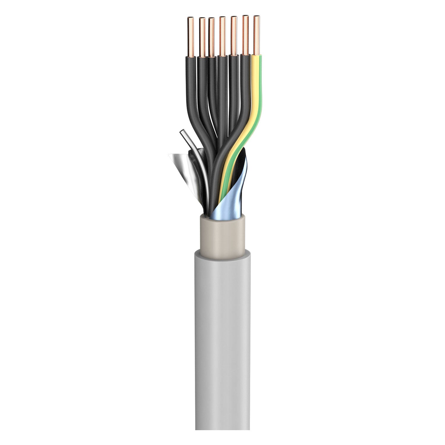 Power Lead (N)YM-(ST)-J; 7 x 1.50 mm²; PVC, flame-retardant, Ø 11,70 mm; pilkas
