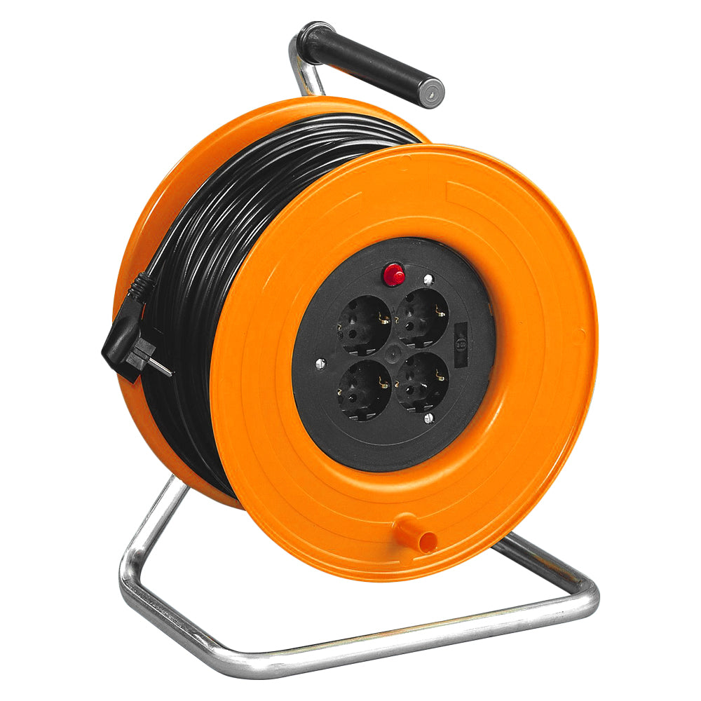 SCHILL Load cablereel, 4 machine sockets, cable length: 50 m, H05RR-F