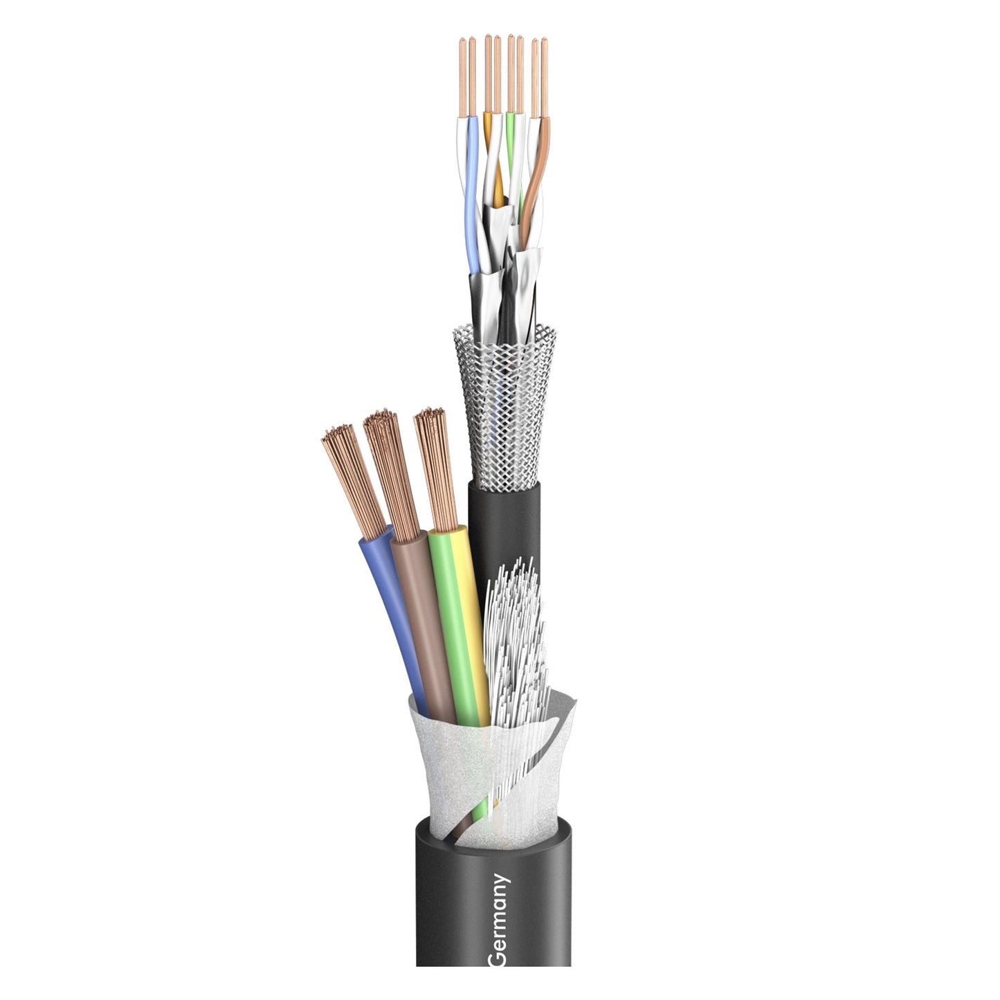 SC-Monocat 110C; power: 3 x 2,50 mm²x CAT.7; PVC Ø 13,80 mm; juodas - 500 m ritė