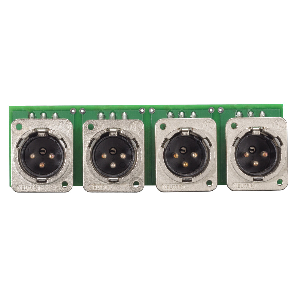 INSTALL-Module 4 x XLR D-Series kištukas, 3-pole , metal-, triple plug-spring clip-, sidabrinis plated contact(s), nickel, for BB-Series 19", PlugMama, THE BOXX