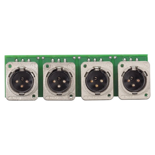 INSTALL-Module 4 x XLR D-Series kištukas, 3-pole , metal-, triple plug-spring clip-, sidabrinis plated contact(s), nickel, for BB-Series 19", PlugMama, THE BOXX