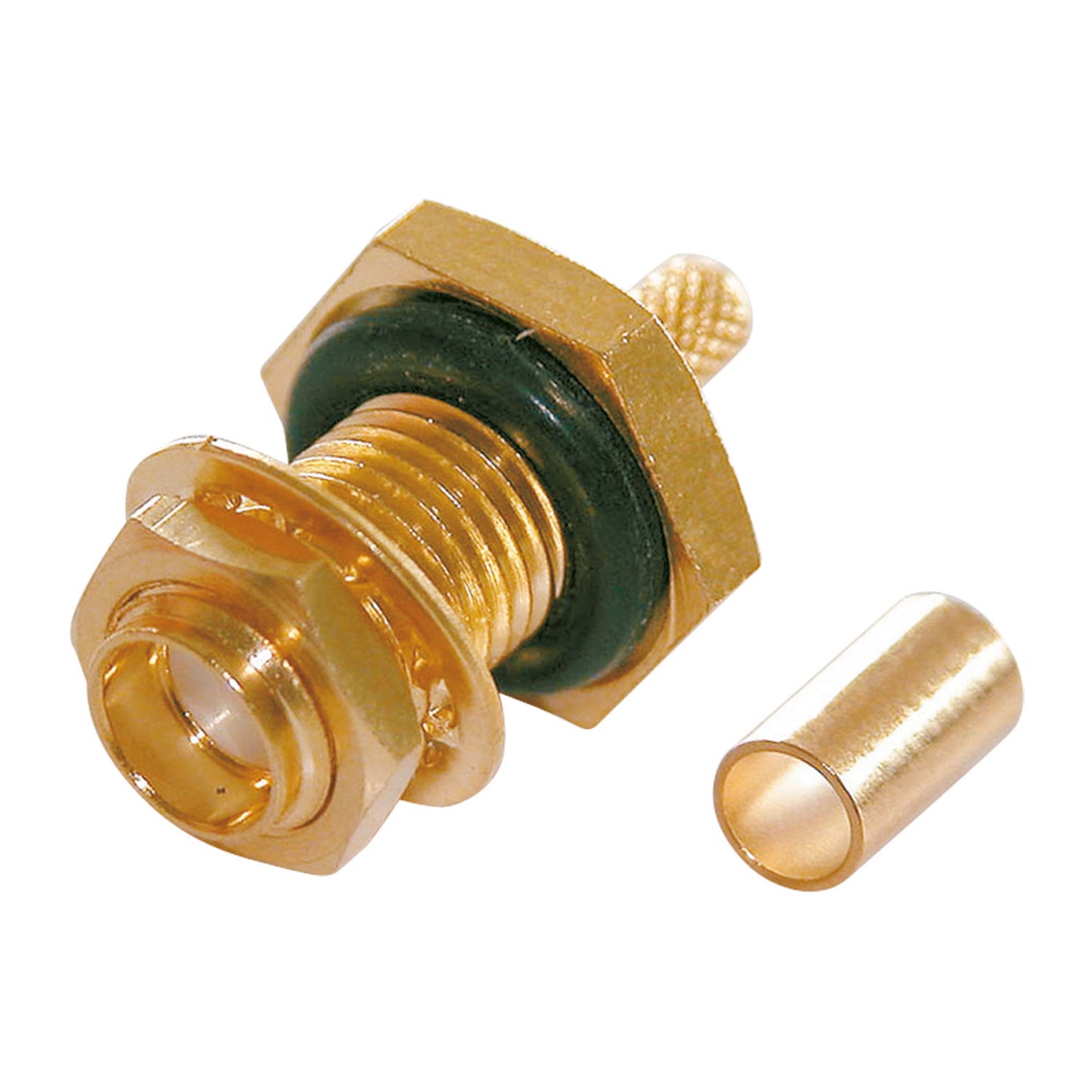 Telegärtner SMA crimp-lizdas jungtis, PTFE-isolated, Reverse, tiesi, geltonas