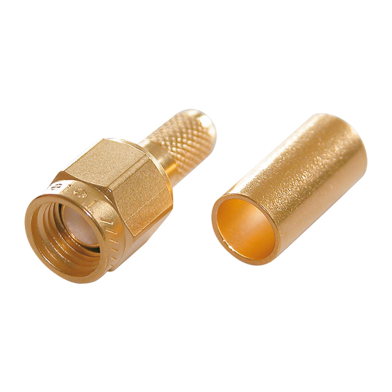 Telegärtner SMA crimp-kištukas jungtis, PTFE-isolated, Reverse, tiesi, geltonas