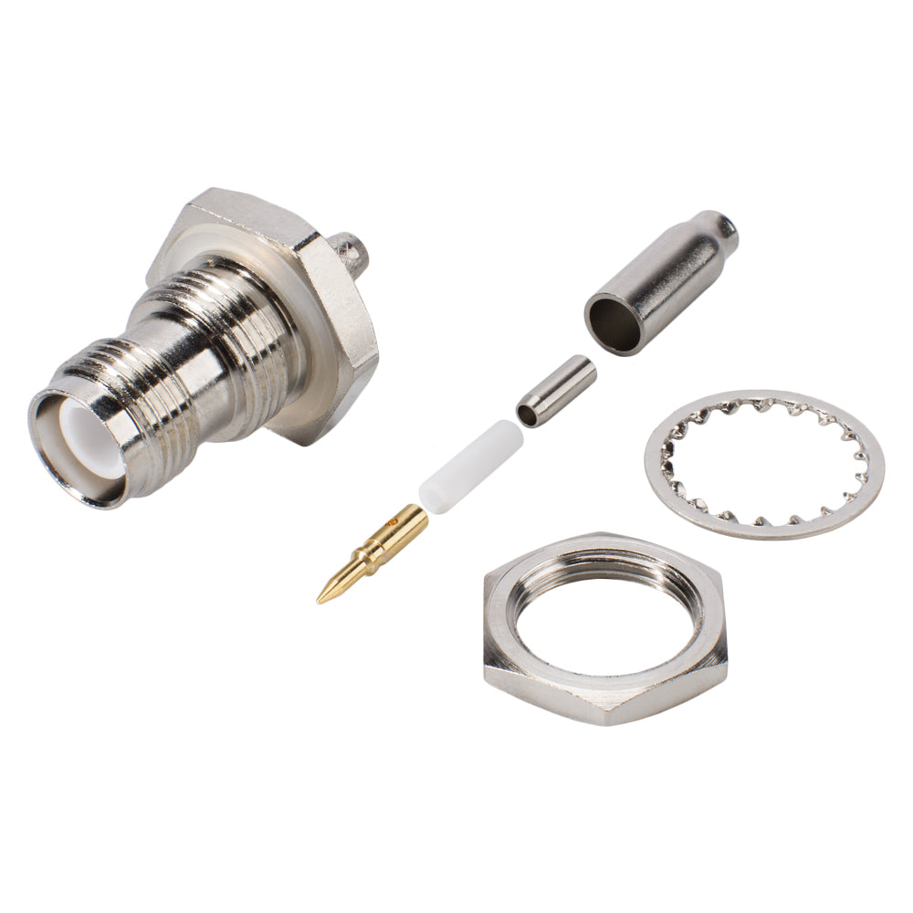 Telegärtner TNC crimp-lizdas jungtis, PTFE-isolated, Reverse, tiesi, nickel
