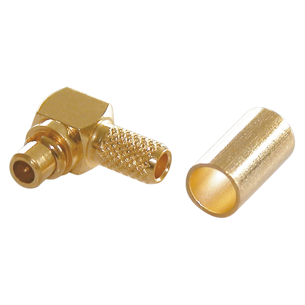 Telegärtner MMCX crimp-kištukas jungtis, PTFE-isolated, angled, geltonas