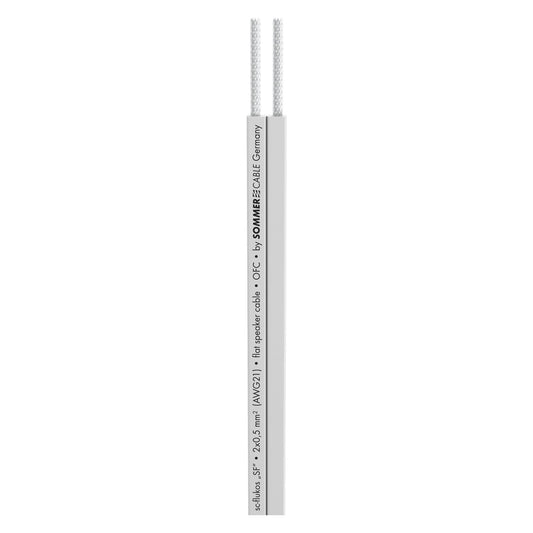 Garsiakalbių kabelis SC-Flukos; 1 x 2 x 0,50 mm²; PVC; 8,6 x 1,3 mm; baltas