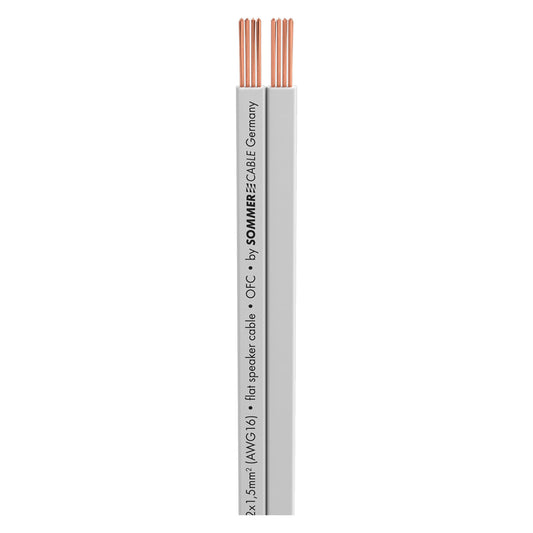 Garsiakalbių kabelis SC-Tribun, Flat-Design; 1 x 2 x 1,50 mm²; PVC; 12,8 x 2,4 mm; baltas - 100 m ritė